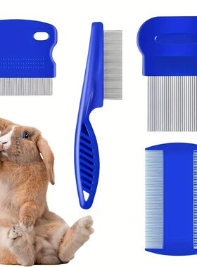 Pack of 4 Flea and Lice Combs, Stainless Steel Rabbit Dog Ca