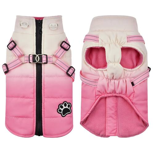 Pet Dog Jacket With Harness Winter Warm Dog Clothes For Smal
