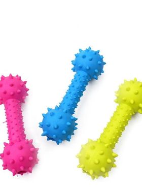 Puppy Squeaky Toy Barbell, Teeth Cleaning Chew Stick, Intera