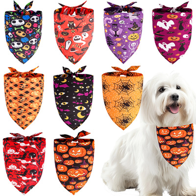 Halloween Saliva Towel Dog Cat Scarf Triangle Skull Skull Bl