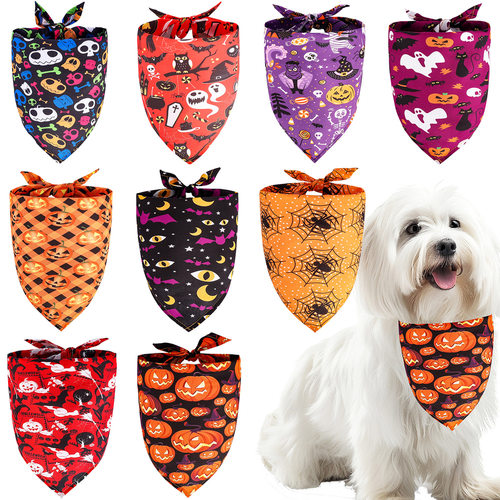 Halloween Saliva Towel Dog Cat Scarf Triangle Skull Skull Bl