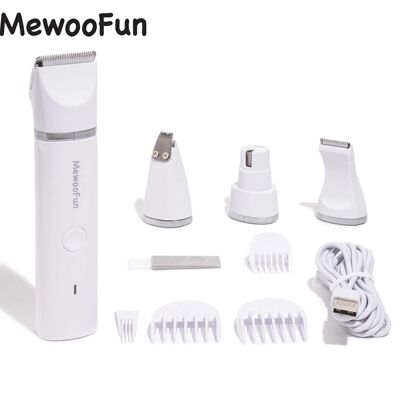 Mewoofun 4 in 1 Pet Electric Hair Trimmer with 4 Blades Groo