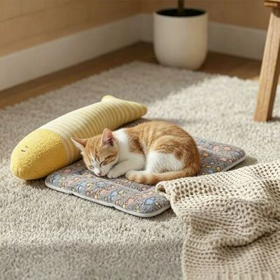 1pc Double-sided Pet Mat - Short Plush Pet Bed - Cat - Dog -