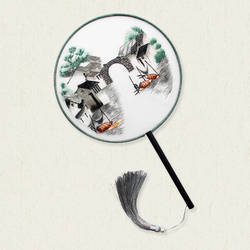 汴绣扇子 团扇 牡丹河南开封纯手工刺绣双面绣装饰画工艺礼品