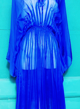 Orna Farho  法国制 贵气迷人蓝色真丝缎