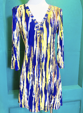 S Twelve美国制  条纹渐变印花图案连衣裙