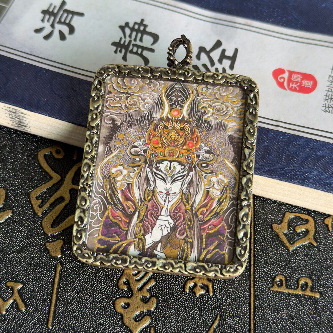 白鹤童子唐卡吊坠项坠挂脖挂件道系青年吊坠