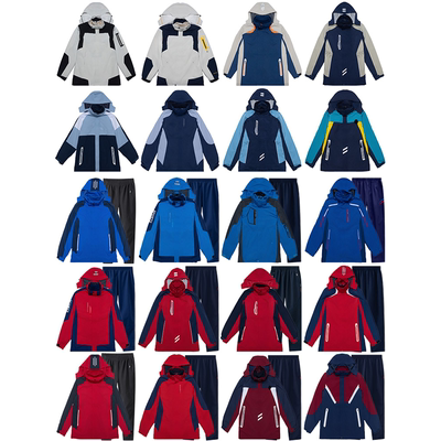 小学生校服冲锋衣三件套中学运动班服加绒冬装酒红色卡其蓝色外套