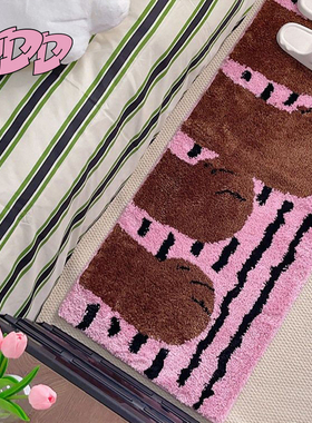 DDD日系可爱猫爪植绒地毯簇绒卡通猫咪卧室床边毯客厅ins防滑地垫