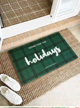 DDD入户防滑耐脏丝圈地垫玄关简约刮泥蹭土门垫可裁剪PVC脚垫绿色