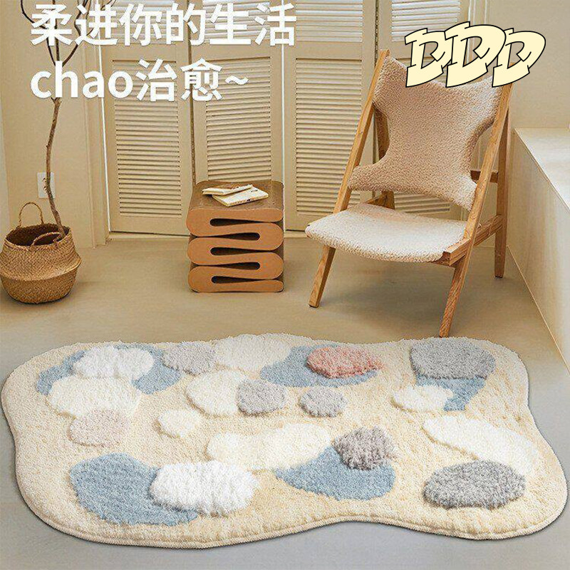 DDD 奶油风不规则簇绒地毯卧室立体苔藓床边毯客厅沙发小清新脚垫