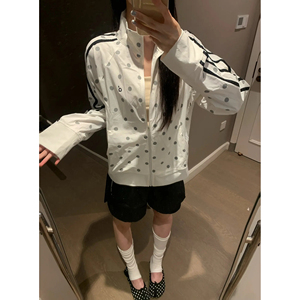 美式波点满印条纹撞色立领防晒衣男女夏季宽松户外运动防晒外套