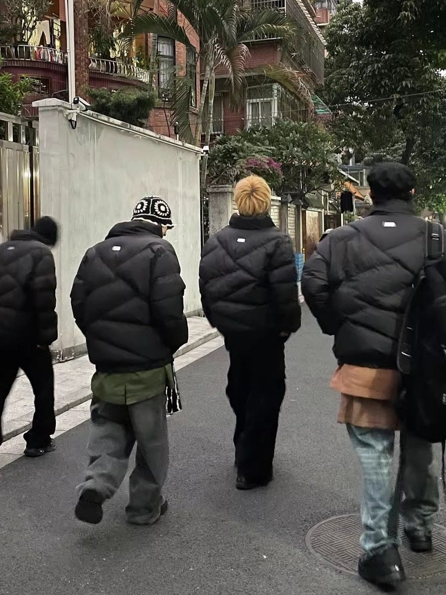 2023冬季新款黑色修身显瘦上衣小众男女百搭通勤机能棉服潮流外套