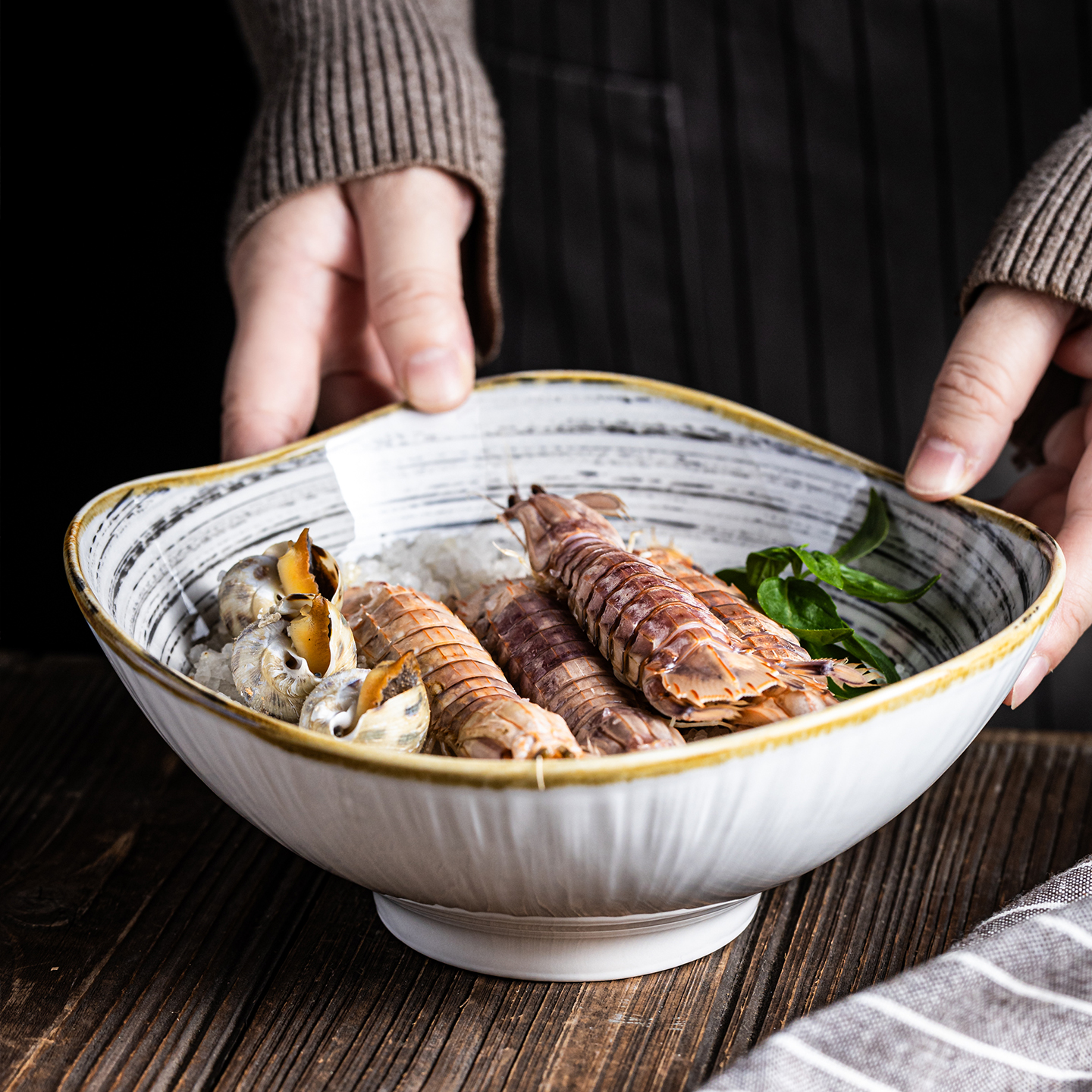 高级汤盘好看的盘子家用菜盘鱼盘肉盘海鲜盘装菜盘子饺子盘沙拉盘