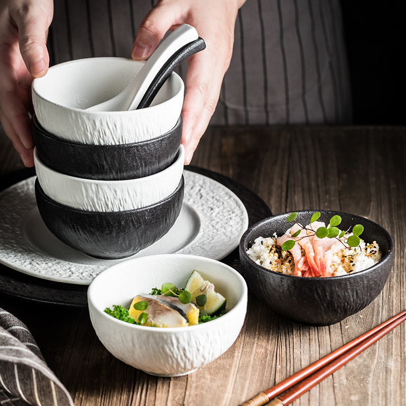 创意好看小碗现代简约釉下彩米饭碗吃饭碗家用餐具陶瓷汤碗小吃碗