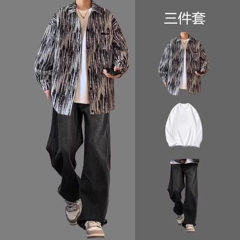 小香风外套男春秋季套装