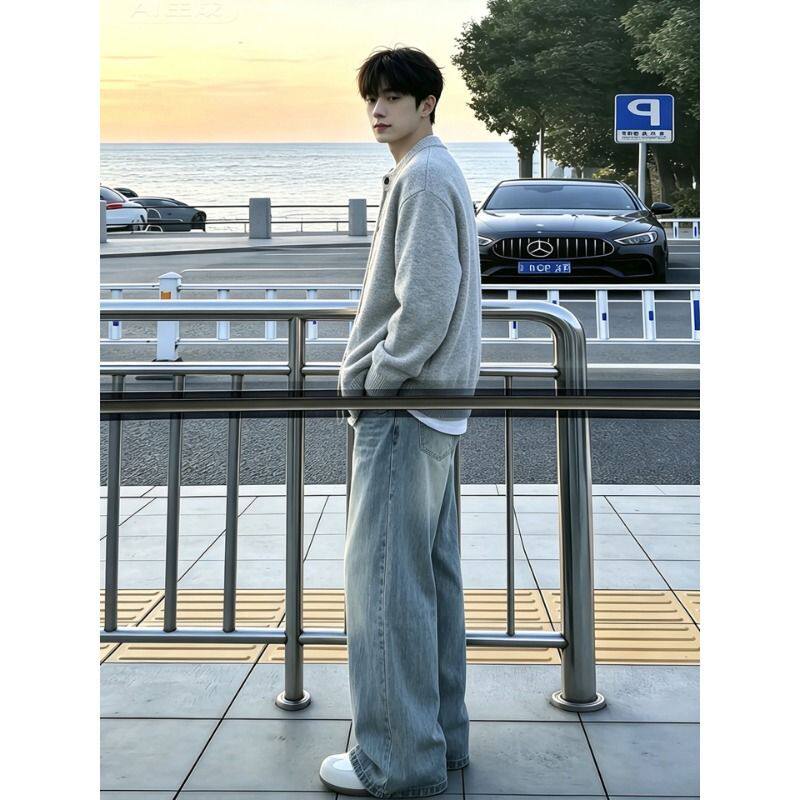 三件装/浅灰色针织开衫外
