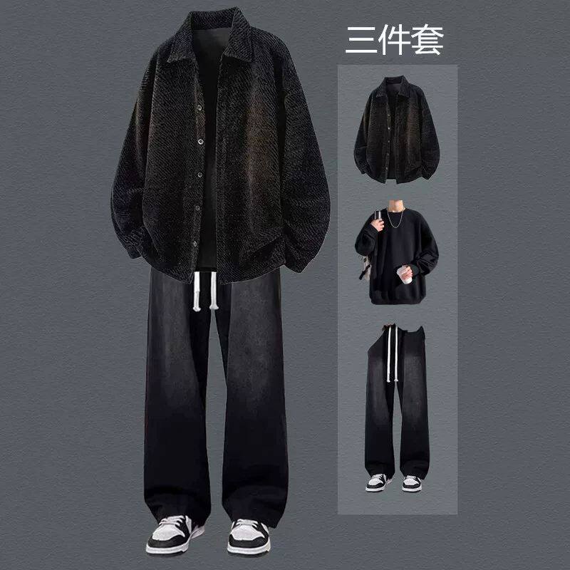 韩版休闲夹克套装男秋季