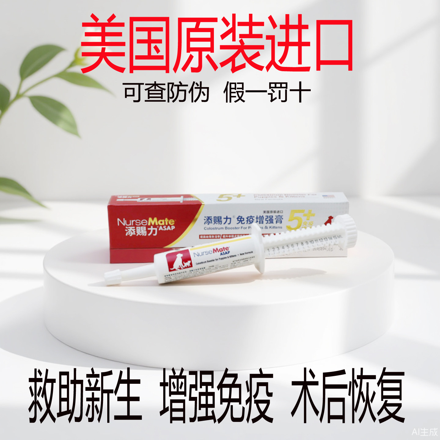 添赐力营养膏30ml狗牛初乳增强免疫犬猫浓缩乳铁蛋白提高存活美国