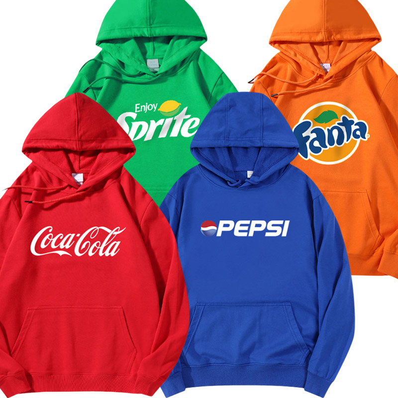 联名可乐雪碧连帽卫衣Coca Cola百事可乐芬达衣服情侣装大码宽松