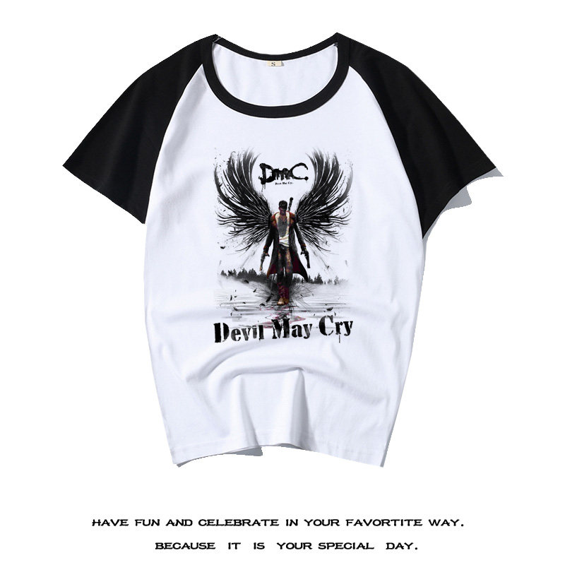 二次元DMC恶魔但丁短袖t学生T恤纯棉可爱运动鬼泣5同人动漫男夏装