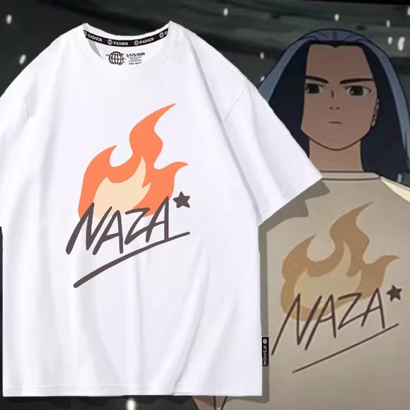 夏季白色罗小黑NAZA同款联名短袖T恤男体恤动漫周边衣服纯棉上衣