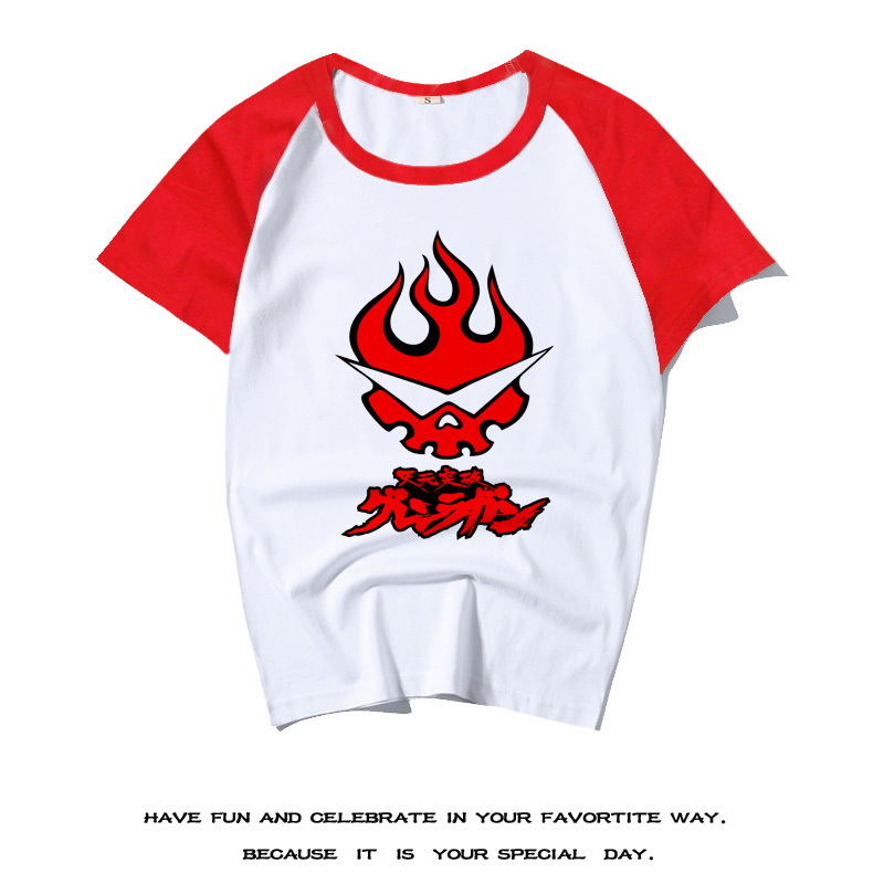 同人动漫天元突破红莲螺岩T恤纯棉男女生学生夏装火焰骷髅头短袖t