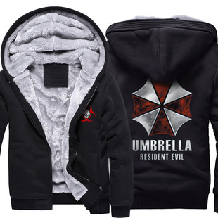 生化危机保护伞公司标志银狐绒加厚开衫连帽卫衣外套游戏周边衣服