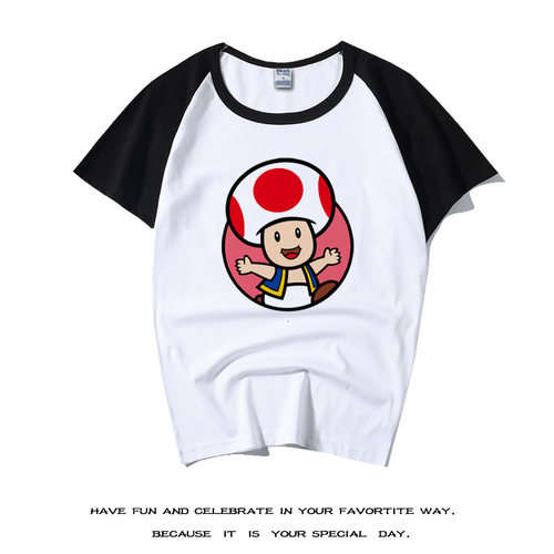 潮T恤服装百搭超级玛丽蘑菇王国衣服校园红点蘑菇头奇诺比奥短袖