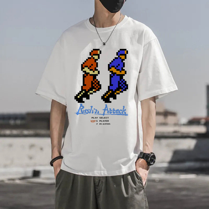 绿色兵团游戏周边短袖T恤男款个性轻薄FC怀旧像素风衣服夏季T恤衫