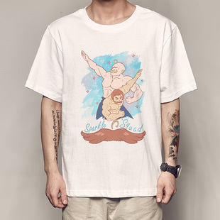 肌肉男阿姆斯特朗衣服钢之炼金术师上衣短袖t恤联名印花图案男装