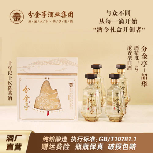 【活动专享】分金亭-韶华42°浓香白酒480ML*4瓶整箱礼盒
