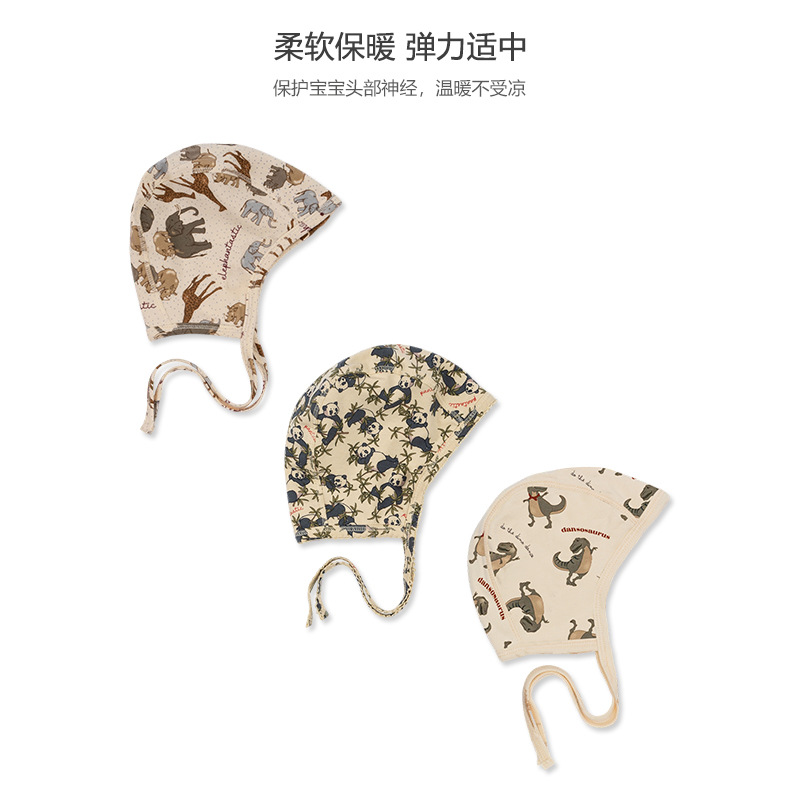 ins纯棉胎帽婴儿小帽子春夏防风护耳帽新生儿胎帽男女宝宝透气帽