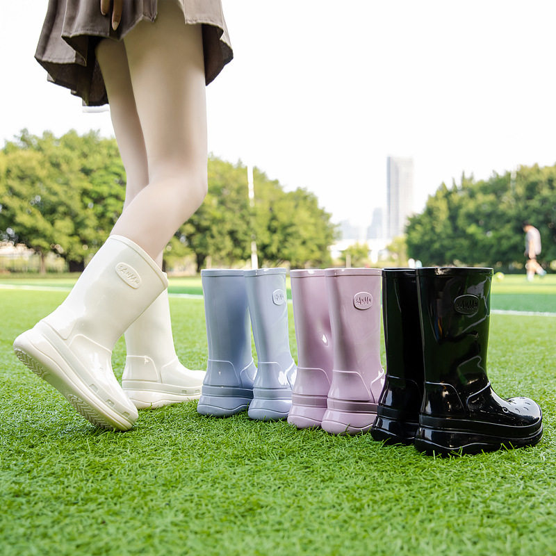 时尚外穿高筒成人女士时尚果冻雨鞋防水鞋防滑平底女式雨靴