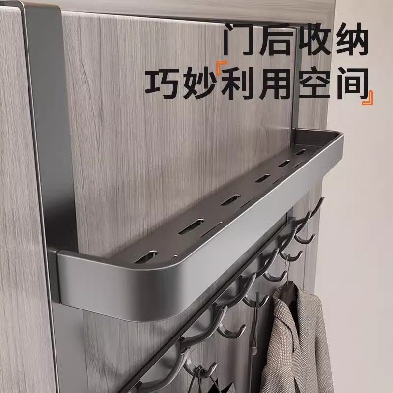 门后双层挂衣架免打孔卧室门上挂钩壁挂式衣帽架门后收纳架置物架