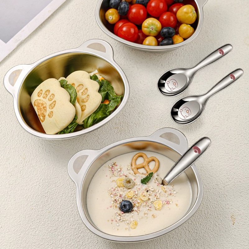 食品级316不锈钢碗儿童专用吃饭碗宝宝辅食小碗防摔餐具婴儿餐盘