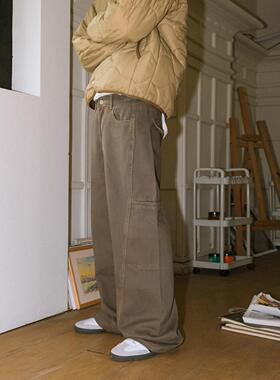 WUR 美式复古牛仔裤男直筒宽松阔腿休闲百搭纯色垂感休闲裤子