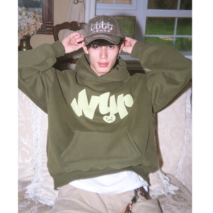 WUR 美式硬挺卫衣男连帽宽松重磅380g情侣秋冬情侣加绒加厚外套