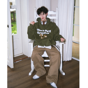 WUR官方店 美式发泡硬挺连帽卫衣男宽松380g重磅情侣加绒加厚外套