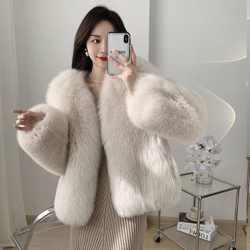 整皮狐狸毛皮草外套女短款经典百搭裘皮年轻款大衣女厂家直销批发