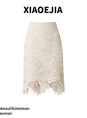 XIAOEJIA夏季新法式蕾丝半身裙女高腰显瘦A字短裙气质修身包臀裙