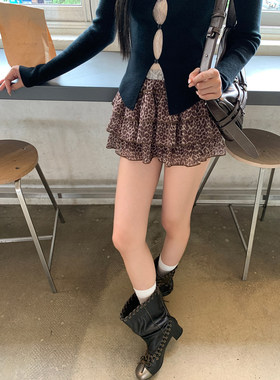 红人馆a字半身裙女2026新款春小个子蛋糕裙包臀裙子性感豹纹短裙