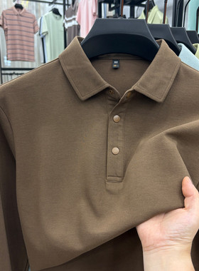 男士2025秋季新款商务休闲翻领纯色长袖POLO衫24910