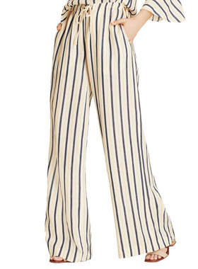 时尚单品 美式时尚EXPRE*S 时尚条纹 时髦阔腿九分裤 女W051