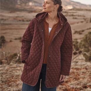 239美金文艺范 2024秋冬 女X547 气质型 绗缝连帽棉衣 经典 美式