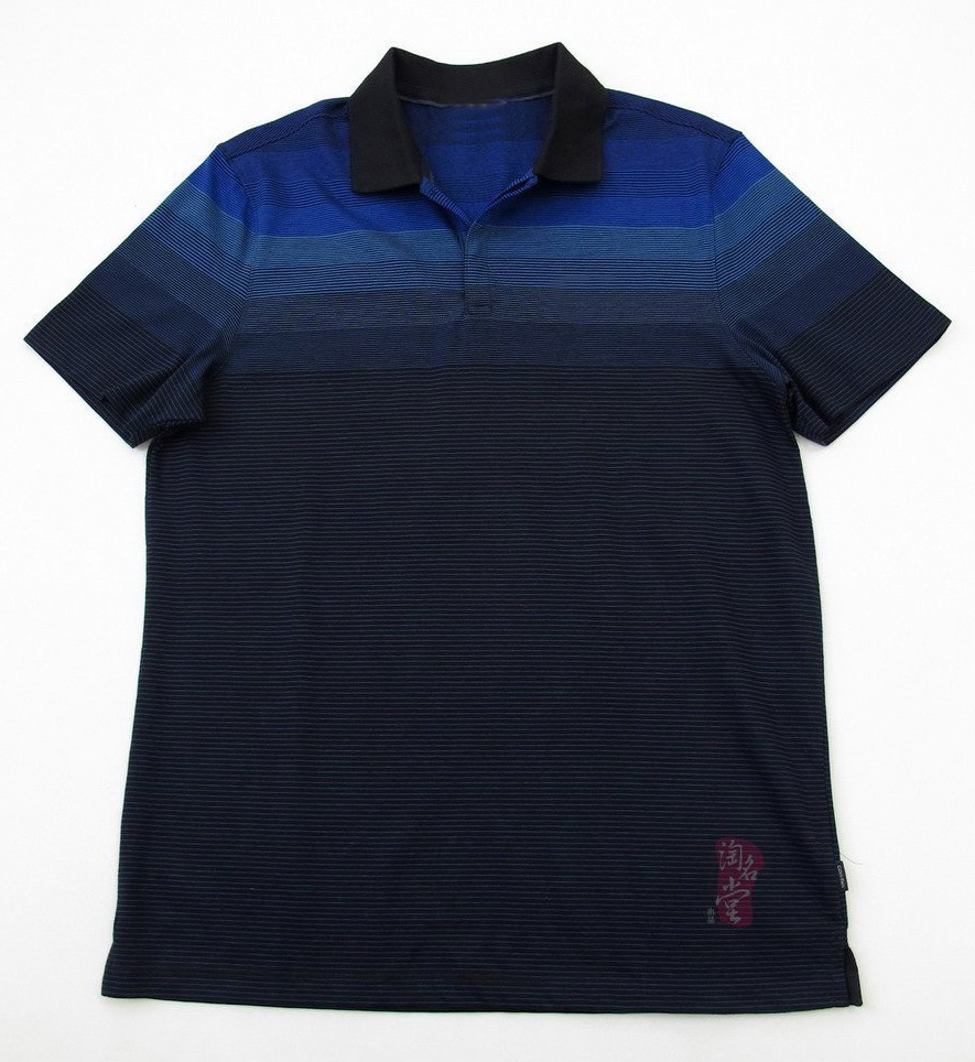 丝光棉渐变条纹翻领T恤