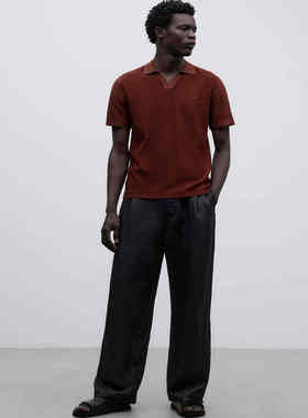 西班牙大师Adolfo Dominguez 2025夏 专柜1K 雅痞范V领POLO衫X890