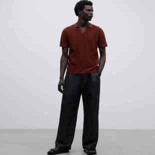 西班牙大师Adolfo Dominguez 2025夏 专柜1K 雅痞范V领POLO衫X890