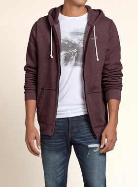 正品 海鸥hol*ister  超经典帅气 拉链带帽卫衣N601