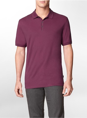 简约时尚西K 100+美金 JI品丝光棉 经典纯色 翻领T恤 男 M963